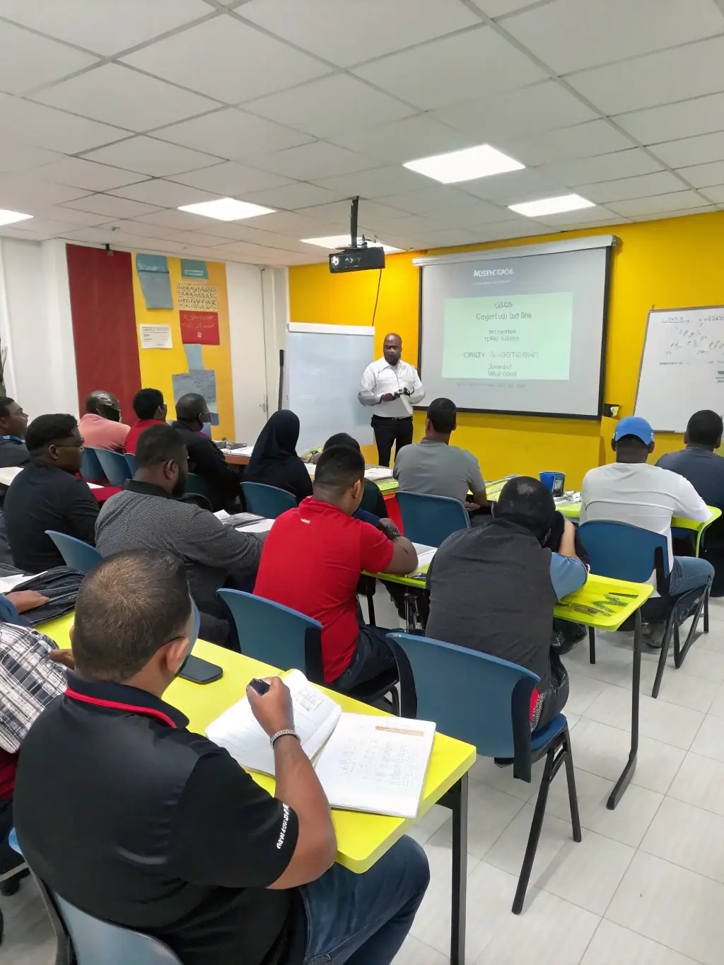 A group of employees engaged in a hands-on workshop, learning new software skills and productivity tools to improve their daily workflow.